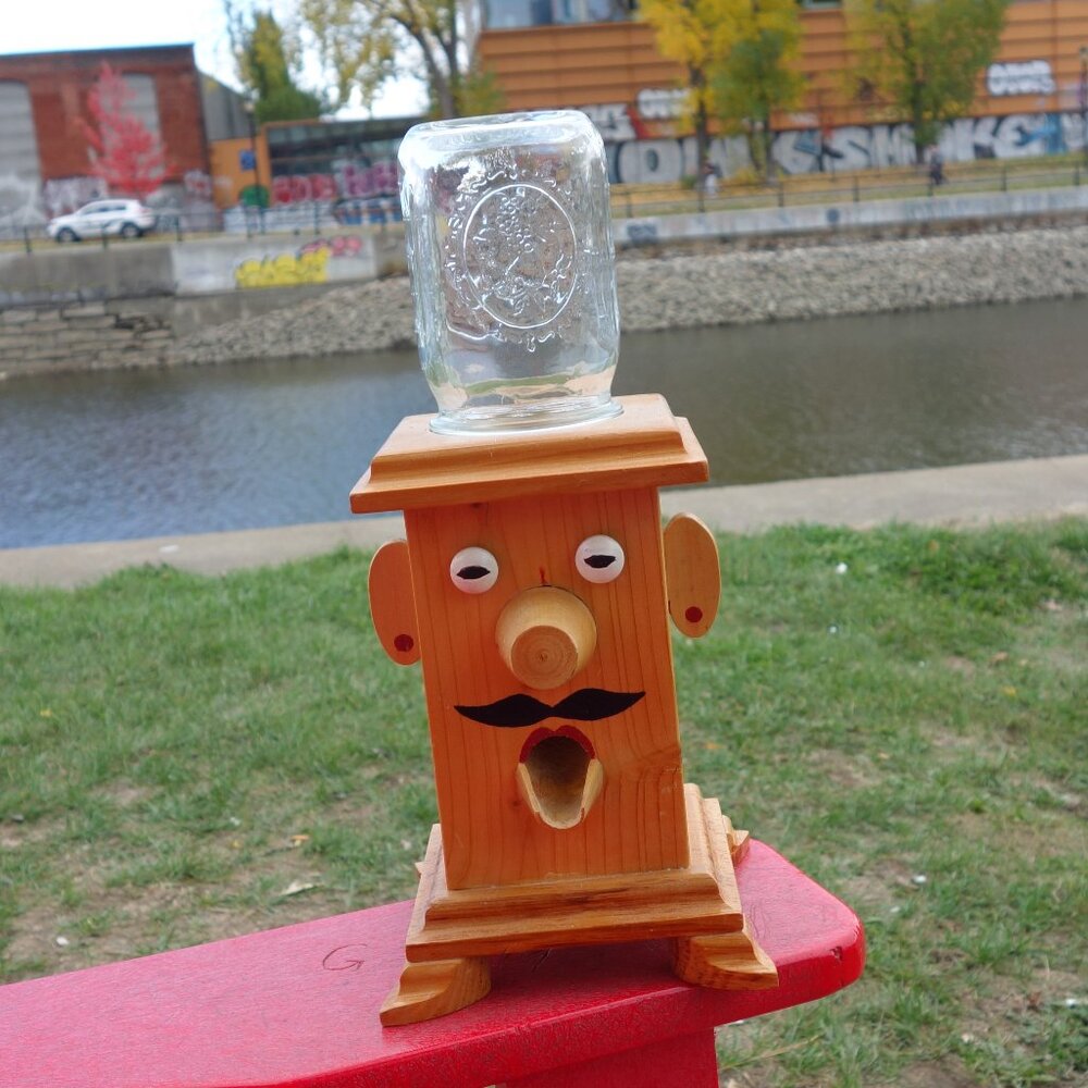 Vintage Mason Jar Wood Bubble Gum Machine